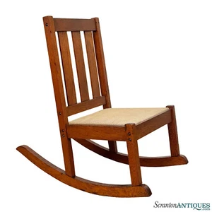 Antique Arts & Crafts Oak Child's Rocking Chair - Picture 1 of 12