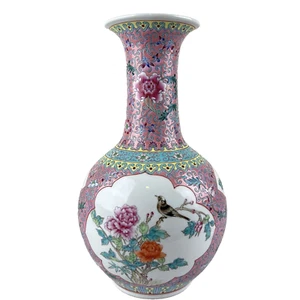 Vintage Chinesische Famille Rose Porzellan Vase Antik Reproduktion Handbemalt - Bild 1 von 7