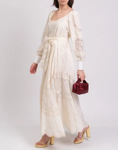 RRP €1755 TORY BURCH Sangallo Lace Maxi Dress Size S Embroidered Belted - Picture 1 of 8