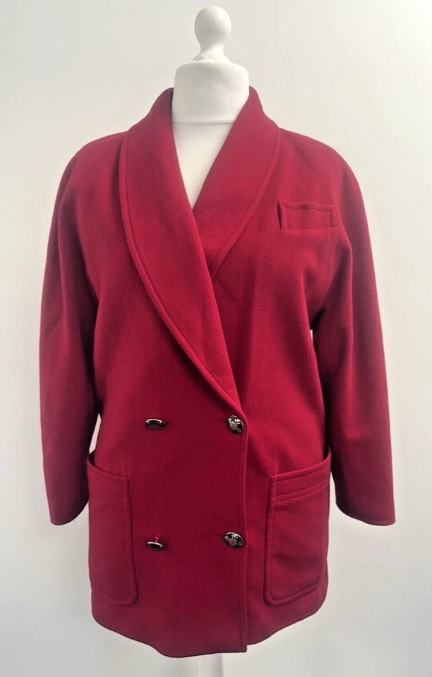 Abrigo para mujer, Basler, talla 12, lana, cachemir, estilo guisante, vintage, pecho 42" Foto 1 de 4