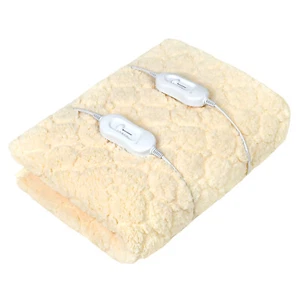 Electric Blanket Queen Cotton Fluff Heated Mattress Pad with Dual Control Beige - Picture 1 of 9