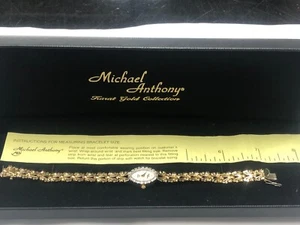 Vintage Michael Anthony 14K Solid Gold Genuine Diamonds Ladies Dress Watch Works - Picture 1 of 6
