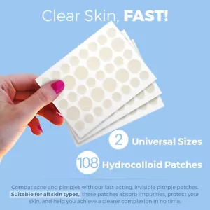 Hydrocolloid Pimple Patches, Miracle Acne Patch Invisible Spot Cover (108 Count) - Picture 1 of 13