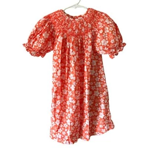 Princess Garden Beaded Smocked Neckline Child's Size 6 Orange Floral Dress #A - Picture 1 of 6