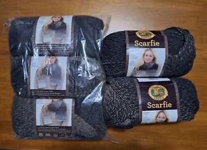 Lion Brand Yarn Scarfie | Matching Lot of 5 | Taupe / Charcoal (200) Scarce NEW - Picture 1 of 3