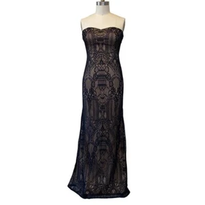 NWT Ashley & Justin Size 12 Lace & Jersey Lined Halter/Strapless Maxi Gown Dress - Picture 1 of 8