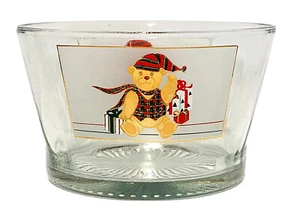 Vintage Culver Christmas Yule Teddy Bear Glass Christmas Candy Bowl - Picture 1 of 5