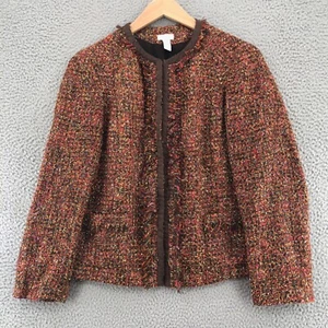 Chicos Blazer Womens 2 US Large Rainbow Shine Vikey Jacket Wool Blend Fringed - Picture 1 of 10
