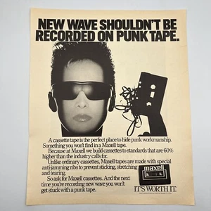 Maxell Cassette Tapes 1982 Print Ad 10"x12.5" New Wave shouldnt be on punk tape - Picture 1 of 2