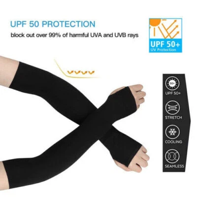 1-5 Pairs Cooling Arm Sleeves With Hands Cover UV Sun Protection Outdoor Sports - Image 1 of 4