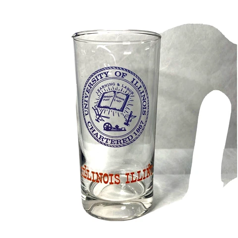 University of ILLINOIS ILLINI Vintage Big 10 Drink Glass Tumbler Marathon Oil Cover