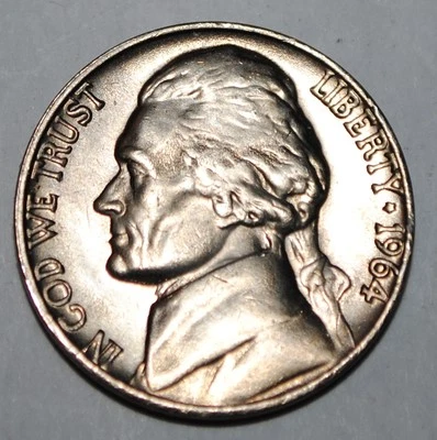 United States 5 Cents 1964 P Jefferson Nickel USA UNC KM# A192 - Image 1 of 2