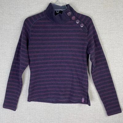 Mountain Hardwear Purple Striped Sweater Size M Wool Blend button Neck - Image 1 of 4