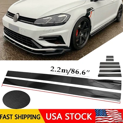 For Volkswagen VW Carbon Fiber 86.6inch Side Skirt Extensions Rocker Panel Foto 1 de 4