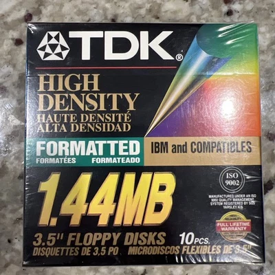 💥NUEVO y SELLADO - Paquete de 10 disquetes TDK de alta densidad formateados de 1,44 MB 3,5" Foto 1 de 2