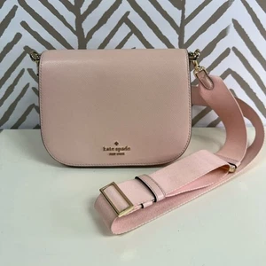 Kate Spade Pink Madison Saffiano Leather Saddle Crossbody Bag - Picture 1 of 13