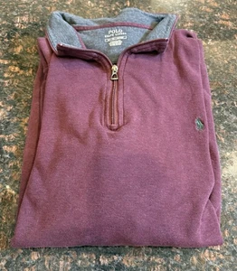 Polo Ralph Lauren Men's XXL Burgundy Quarter Zip Sweater Pullover Viscose Blend - Picture 1 of 2