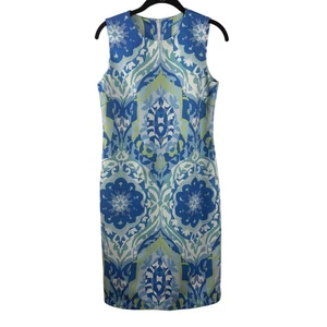 J McLaughlin Kleid Damen 4 Ärmellos Etuikleid Midi Geometrisches Muster Sommer Freizeit - Bild 1 von 18