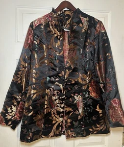 Soft Surroundings Satin Jacket Moon Dynasty Size M Satin Brocade STUNNING - Picture 1 of 7