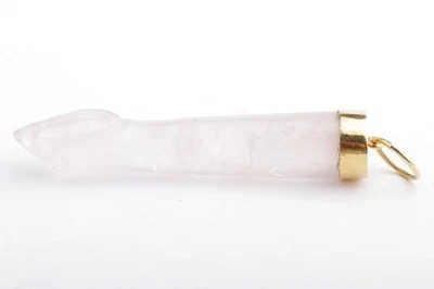 Pendant Rose Quartz Hand 18K 750 Yellow Gold Length 6 CM New Foto 1 de 3