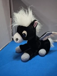 Plush Disney Vintage Fantasia Black and White Pegasus Horse Stuffed Animal 11" - Picture 1 of 12