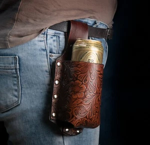 Funda de cerveza de cuero clásica para botellas de cerveza para hombres Picnic al aire libre - Imagen 1 de 9