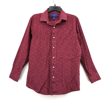Apt. 9 Dress Shirt Mens Size M Red Mini Floral Slim Fit Long Sleeve Button Up - Image 1 of 4
