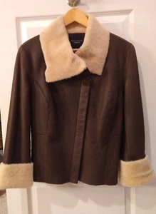 NWT Talbots Women's Beautiful 100% Shearling Lamb Skin Jacket Brown/Beige Sz 10 - Picture 1 of 8