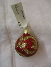 Vintage Nordstrom's miniature Glass Christmas Ornament frosted red NWT #9