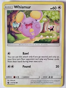 Tarjeta Pokémon Whismur 116/168 VLP/NM - Tormenta Celestial Sol Luna - Arte Shibuzoh - Imagen 1 de 2