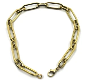 Paperclip Oval Link Chain Bracelet in 14K Yellow Gold 7.5"in - Picture 1 of 9