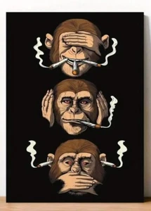 Vedi, ascolta e parla senza male stampa poster tela arte da parete, 21 x 30 cm - Foto 1 di 5