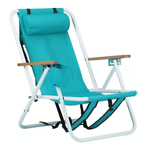 Folding Beach Chair, 4 Position Portable Backpack Camping Chair Cup Holder2k - Picture 1 of 15