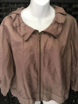 Womens 18 Ruby Rd. Zip Front Ruched 3/4 Sleeve Jacket Excellent Condition - Image 1 of 4