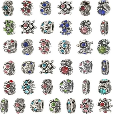 Cuentas europeas esmaltadas de diamantes de imitación de aleación de 30 piezas agujero grande Murano Cuentas espaciadoras Foto 1 de 4