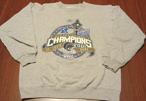 Reebok St. Louis Rams Sweatshirt VTG 2001 Graphic NFC Champs XL Gray Cover