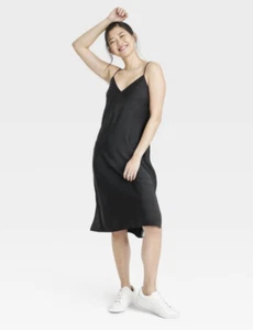 Women's V Neck Slip Dress - A New Day Black Size L NWT - Picture 1 of 4