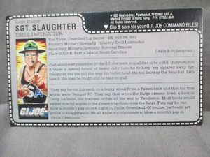 GI Joe 1987 SGT SLAUGHTER FILECARD ONLY Uncut Mail Away Vintage Hasbro - Picture 1 of 3