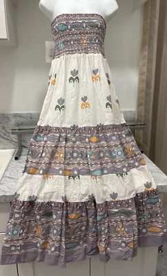 MAGAZINE Maxi Long Dress Boho Strapless Cotton Size Large Stretchy Top - Изображение 1 из 4