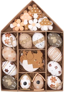 40Pcs Easter Eggs Tree Ornaments, 2" Beige White Plastic Easter Egg Bulk Tree De - Picture 1 of 12