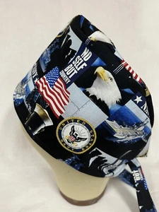 Men/Women Surgical Scrub Cap Lined Navy Cool Cap - Picture 1 of 3