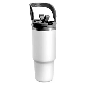 30 Oz Tumbler With Handle And Flip Straw Vacuum Insulated Water Bottle Double Wa - Picture 1 of 7