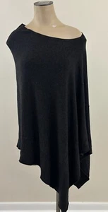 EILEEN FISHER One Size Charcoal Gray Italian Yarn Asymmetrical Sweater Poncho - Picture 1 of 6