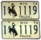 Wyoming 1973 Truck License Plate Set Natrona Co Vintage Man Cave Garage Decor