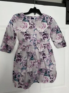 Gap Kids Purple Gray Spring Floral Dress Size 6 - Picture 1 of 3