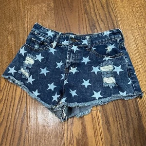 Freestyle Revolution Y2K 2000s Star High Rise Blue Denim Shorts Junior Size 1 - Bild 1 von 3