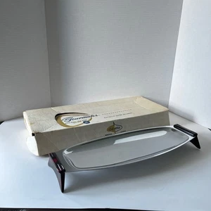 Vintage MCM Gourmates Distinctive Chrome Tray w Bakelite Handles Glo-Hill Canada - Bild 1 von 19