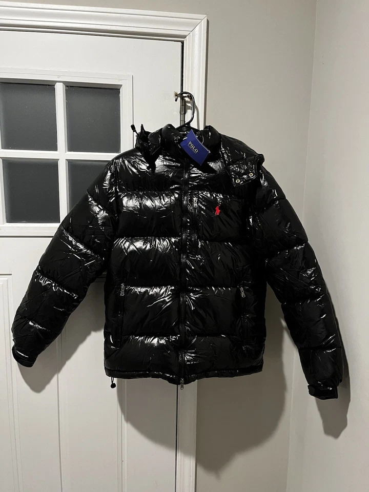 Chaqueta acolchada negra Polo Ralph Lauren para hombre The Gorham brillante Foto 1 de 3