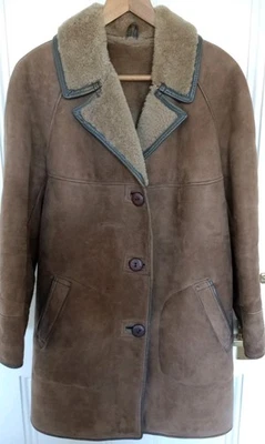 Vtg HeaTona Real Sheepskin Womens Coat UK 14 Made in England 1970s Classic Good  - Image 1 of 4