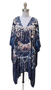 Johnny Was Supernova bedruckter hoher/niedriger Kaftan Größe SM Stil # CSW5024-H neu mit Etikett - Bild 1 von 9